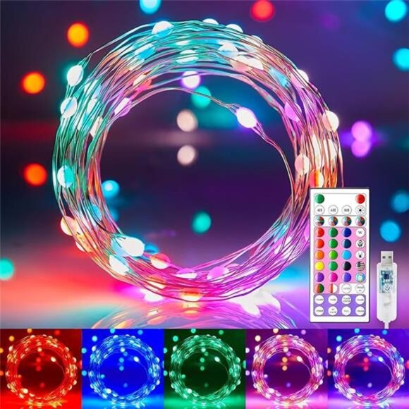 Color changing fairy lights 33ft LED string lights with remote USB indoor decor - Picture 7 of 7